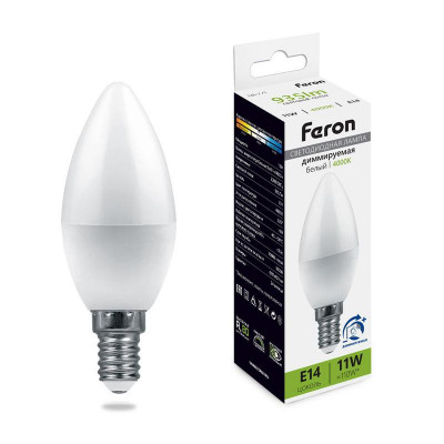 Лампа светодиодная LB-771 11Вт C37 свеча 4000К E14 230В диммир. FERON 51056