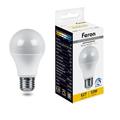 Лампа светодиодная LB-931 12Вт A60 грушевидная 2700К E27 230В диммир. FERON 51052