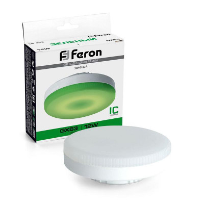 Лампа светодиодная LB-455 12Вт GX53 230В зел. FERON 48560