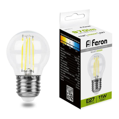 Лампа светодиодная LB-511 11Вт прозрачная 4000К E27 230В FERON 38016