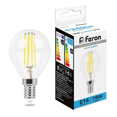 Лампа светодиодная LB-515 15Вт прозрачная 6400К E14 230В FERON 38251