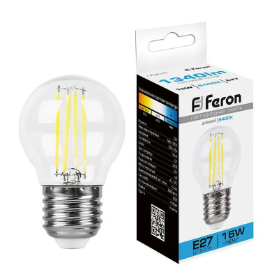 Лампа светодиодная LB-515 15Вт прозрачная 6400К E27 230В FERON 38254