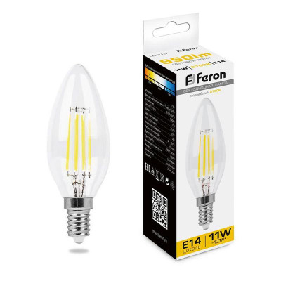 Лампа светодиодная LB-713 11Вт прозрачная 2700К E14 230В FERON 38006