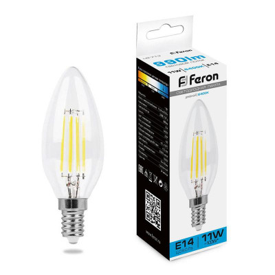 Лампа светодиодная LB-713 11Вт прозрачная 6400К E14 230В FERON 38231