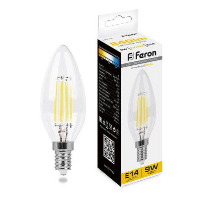 Лампа светодиодная LB-73 9Вт прозрачная 2700К E14 230В FERON 25956