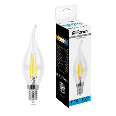 Лампа светодиодная LB-74 9Вт прозрачная 6400К E14 230В FERON 38235