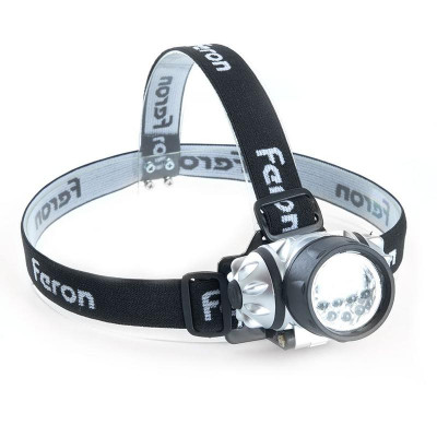 Фонарь налобный светодиодный работающий от батареек 3хAAA 1Вт 7LEDs IP44 пластик TH2303 FERON 41707