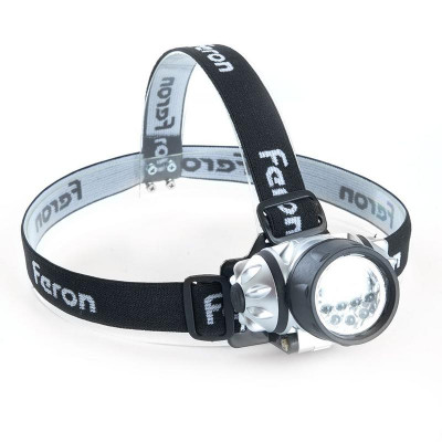 Фонарь налобный светодиодный работающий от батареек 3хAAA 3Вт 14LEDs IP44 пластик TH2304 FERON 41708