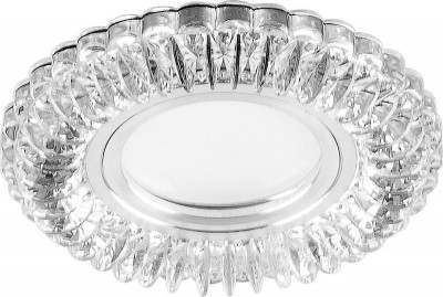 Светильник CD904 50Вт G5.3 MR16 потолочн. встраив. со светодиод. подсветкой 15LEDх2835 SMD 4000К с драйвером в комплекте прозр. хром FERON 28977