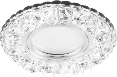 Светильник CD905 50Вт G5.3 MR16 потолочн. встраив. со светодиод. подсветкой 15LEDх2835 SMD 4000К с драйвером в комплекте бел. хром FERON 28848