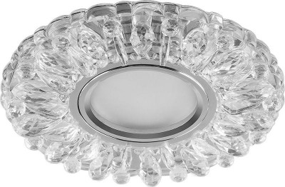 Светильник CD914 50Вт G5.3 MR16 потолочн. встраив. со светодиод. подсветкой 15LEDх2835 SMD 4000К с драйвером в комплекте прозр. хром FERON 28985