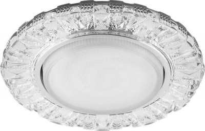 Светильник CD4023 15Вт GX53 встраив. без лампы со светодиод. подсветкой 20LEDх2835 SMD 4000К с драйвером в комплекте прозр. хром FERON 29476