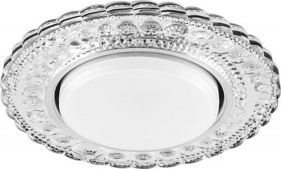 Светильник CD4024 15Вт GX53 встраив. без лампы со светодиод. подсветкой 20LEDх2835 SMD 4000К с драйвером в комплекте прозр. хром FERON 29538