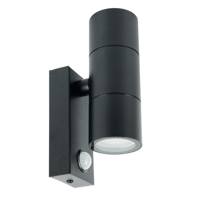 Светильник DH0713 2хGU10 220-240В садово-парковый с датчиком освещенности/движения на стену черн. FERON 51964