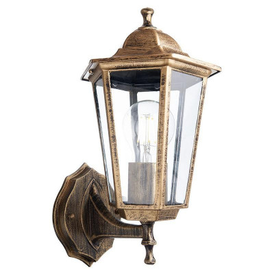 Светильник 6101/PL6101 60Вт E27 230В садово-парковый на стену вверх черн. зол. FERON 11125