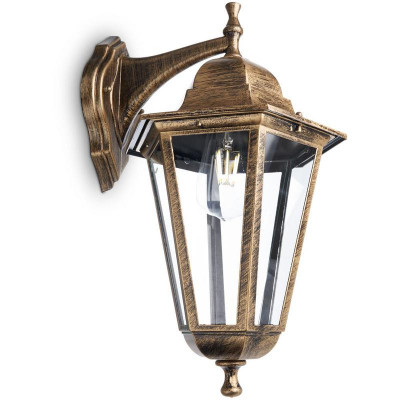 Светильник 6202/PL6202 100Вт E27 230В садово-парковый на стену вниз черн. зол. FERON 11137