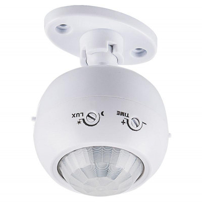 Датчик движения поворотн. SEN16 1200Вт 8м 120град. (горизонт.) 360град. (вертикал.) бел. FERON 22074