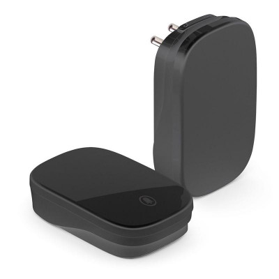 Звонок электрический беспроводной DB-380 клавиша и база в розетку радиочастотный 433мГц черн. FERON 48945