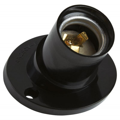 Патрон Е27 250В 4А 81х71х60мм настен. наклонный карболит латунь черн. FERON 41043