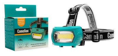 Фонарь налобный LED53410 аккум. 3.7В COB 3Вт 3 реж. 3 x AAA Type-C бокс зел. Camelion 15761