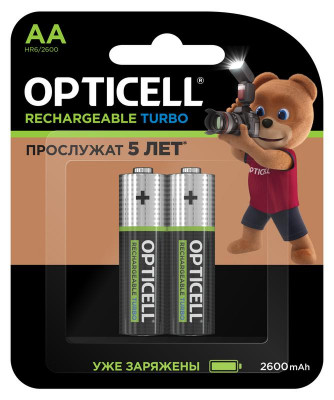 Аккумулятор AA/HR6 1.2В 2600мА.ч Ni-MH (блист.2шт) Turbo Opticell 6080001