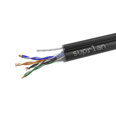 Кабель витая пара UTP кат.5E 4х2х0.64 Cu PE Out. T-FG8 (трос) Long Ethernet 500м (RUS) (м) SUPRLAN 01-0348-1