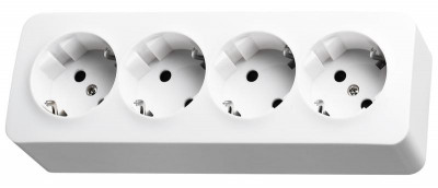 Розетка 4-м ОП 16А IP20 с заземл. защ. шторки бел. Jasmart FS5508W