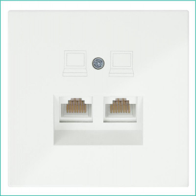 Розетка компьютерная 2-м СП RJ45 кат.5E с накладкой механизм сахара Jasmart FD6106SH