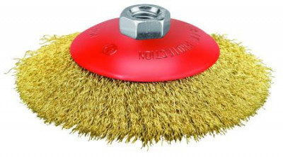 Кордщетка коническая 115х0.3мм латунированная витая проволока резьба M14 P.I.T. APLS12-P115