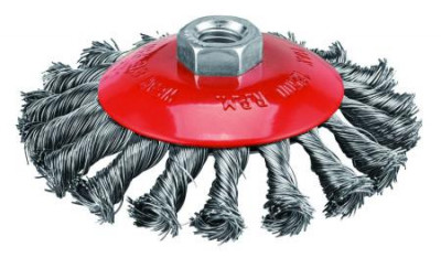 Кордщетка коническая 125х0.5мм стальная крученая проволока резьба M14 P.I.T. APLS12-Q125