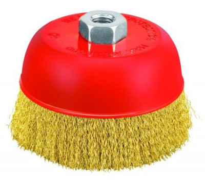 Кордщетка чашечная 100х0.3мм латунированная витая проволока резьба M14 P.I.T. APLS12-M100