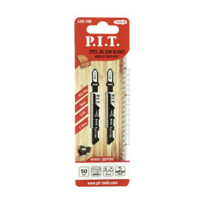 Пилка для лобзика по дереву 76х50мм 15мм 12TPI шаг 2.0мм быстрый рез (уп.2шт) P.I.T. AJSB-T119B