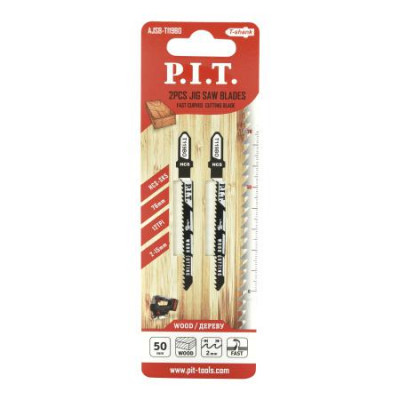 Пилка для лобзика по дереву 76х50мм 15мм 12TPI шаг 2.0мм фигурный рез (уп.2шт) P.I.T. AJSB-T119BO