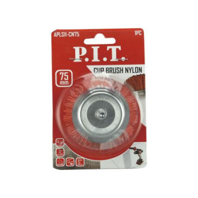 Кордщетка чашечная 75х1.2мм нейлон. проволока хвостовик 6мм P.I.T. APLS11-CN75