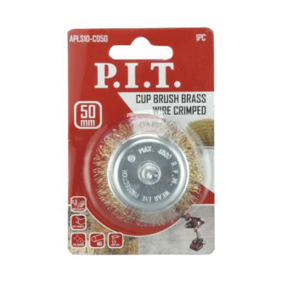 Кордщетка чашечная 50х0.3мм латунированная витая проволока хвостовик 6мм P.I.T. APLS10-C050