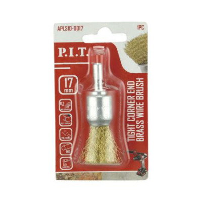 Кордщетка кистеобразная 17х0.3мм латунированная витая проволока хвостовик 6мм P.I.T. APLS10-D017