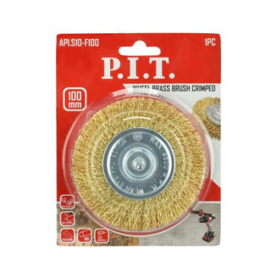 Кордщетка дисковая 100х0.3мм латунированная витая проволока хвостовик 6мм P.I.T. APLS10-F100