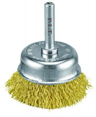 Кордщетка чашечная 75х0.3мм латунированная витая проволока хвостовик 6мм P.I.T. APLS10-C075