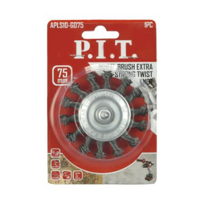 Кордщетка дисковая 75х0.5мм стальная крученая проволока хвостовик 6мм P.I.T. APLS10-G075
