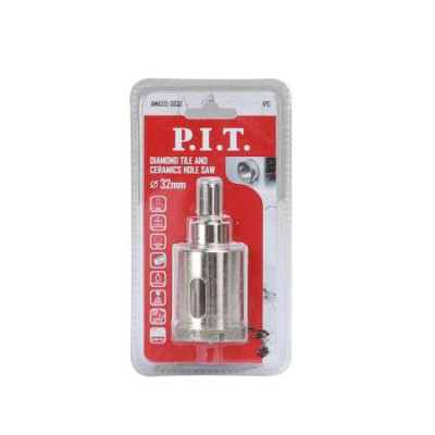 Коронка алмазная по стеклу и керамике 32х40мм хвостовик HEX направляющее сверло сухое/мокрое P.I.T. AMAS12-0032