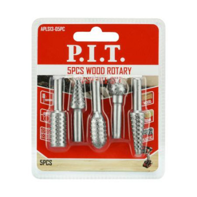 Набор шарошек стальных по дереву пластику монтажной пене хвостовик 6мм (5 предметов) P.I.T. APLS13-05PC