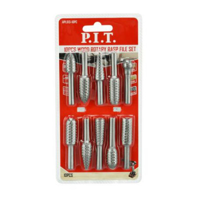 Набор шарошек стальных по дереву пластику монтажной пене хвостовик 6мм (10 предметов) P.I.T. APLS13-10PC