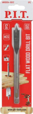Сверло по дереву перовое 12х152мм хвостовик HEX 1/4дюйм (6.35мм) P.I.T. AWOD04-0012