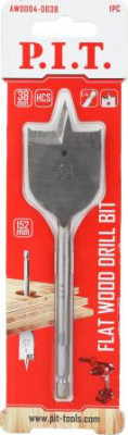 Сверло по дереву перовое 38х152мм хвостовик HEX 1/4дюйм (6.35мм) P.I.T. AWOD04-0038