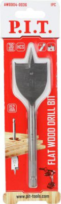 Сверло по дереву перовое 36х152мм хвостовик HEX 1/4дюйм (6.35мм) P.I.T. AWOD04-0036