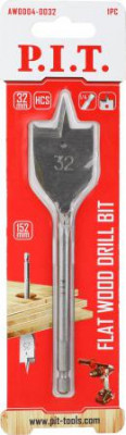 Сверло по дереву перовое 32х152мм хвостовик HEX 1/4дюйм (6.35мм) P.I.T. AWOD04-0032