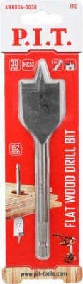 Сверло по дереву перовое 30х152мм хвостовик HEX 1/4дюйм (6.35мм) P.I.T. AWOD04-0030