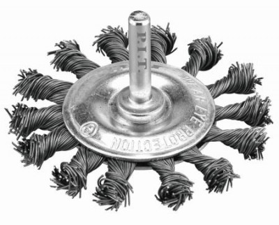 Кордщетка дисковая 100х0.5мм стальная крученая проволока хвостовик 6мм P.I.T. APLS10-G100