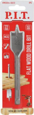 Сверло по дереву перовое 22х152мм хвостовик HEX 1/4дюйм (6.35мм) P.I.T. AWOD04-0022