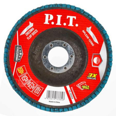 Круг лепестковый шлифовальный DRUA 125х22.2мм ZA60 циркониевый корунд P.I.T. APLS26-12560